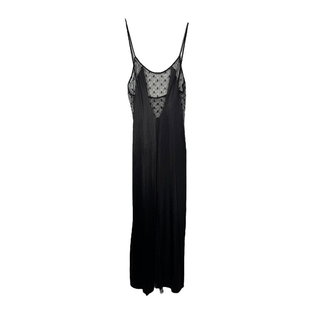 Vintage Ralph Montenero For Blanche Long Slip Dress P XS Black Sheer Floral Gown